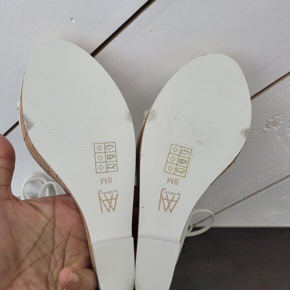 NEW AAJ By Aminah Nina Lace-Up Architectural Wedge White 8M Sandals - Picture 9 of 10